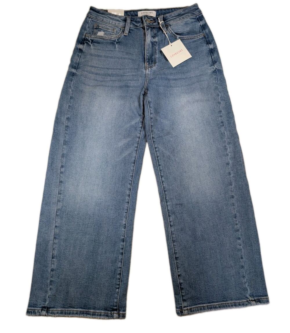 Lovervet by Vervet Women's High Rise Baggy Wide Leg Jeans 29/9 Blue Stretch NWT
